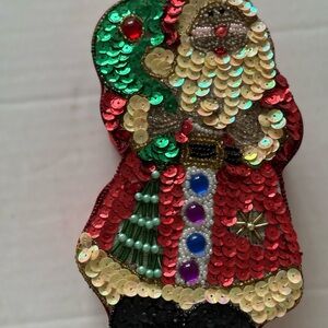 Source Unknown Festive Sequin Santa Decor - Red, Green, Gold, Black
